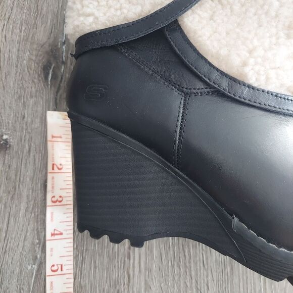 Skechers Parallel Shearling Ankle Boots in Black Leather Size 10 - Picture 10 of 10